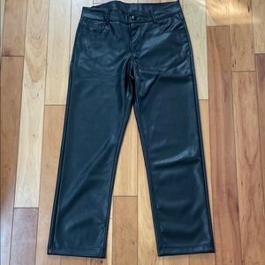 Faux Leather Straight-Leg Pants - Black